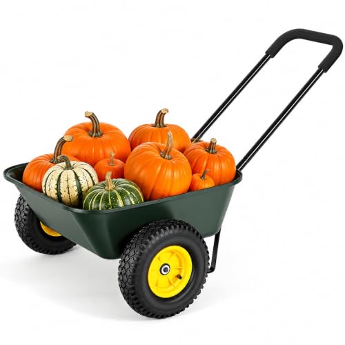 Autodaya 2 Wheel Wheelbarrow (132lb|green-3 Cu Ft)