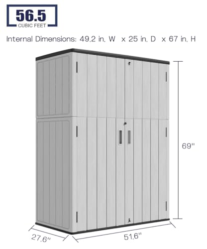 Outdoor Vertical Storage Shed (Gray / 57 Cu.ft)