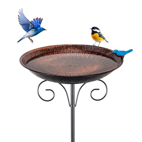 Metal Bird Bath for Outdoor (Brown-2)