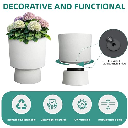 Autodaya 16.75" Urn (16.8"h-white Terrazzo)