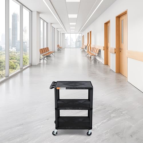 Multipurpose Storage Utility Cart 3 Shelves Structural Foam Plastic