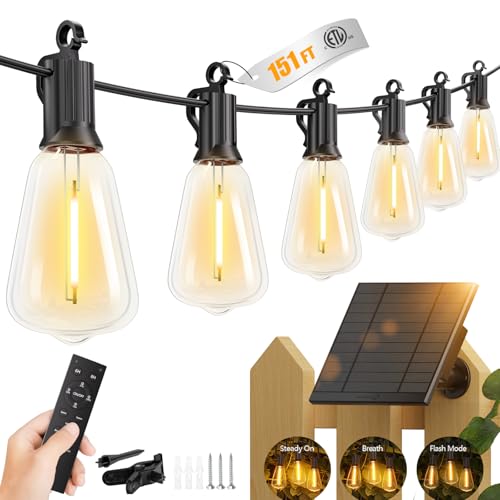 151FT Solar String Lights Outdoor (151FT(48+2 Sockets))