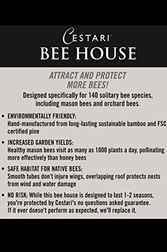 Bamboo Tube Bee Hotel for Solitary Bees (Farmhouse Grey)