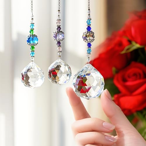 3 Pcs Clear Crystal Ball Prism Suncatcher Rainbow Maker Window Decor (3 Count)