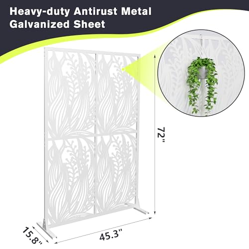 72" Metal Privacy Screen Leaf Pattern