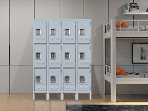 Metal Storage Locker (3 Door-Small / Grey)