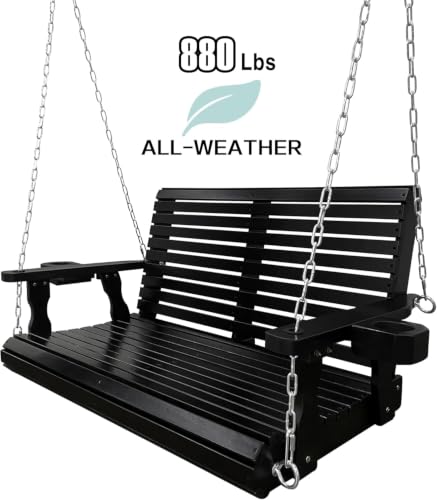 Wooden Porch Swing 2 (Iron Black / 4 FT Extra Large)