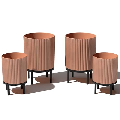 Demi Series Raised Duo Planters (Terracotta/Black / Bundle - 2 Pack)