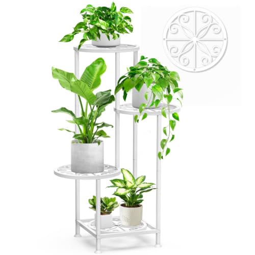4 Tier Plant Stand Indoor Outdoor (Flower White / 4 Tier)