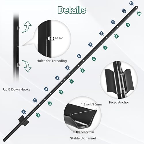 Metal Fence Posts Splicing 6 FT (Black / 6FT-16Pack)