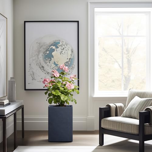 Large Tall Square Charcoal Concrete Planter 19" H (Charcoal / 18.5" H)