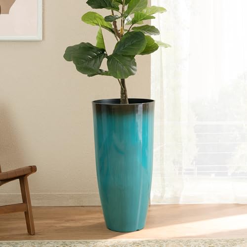 30" H Tall Outdoor Planter (30" H / Gradient Turquoise)