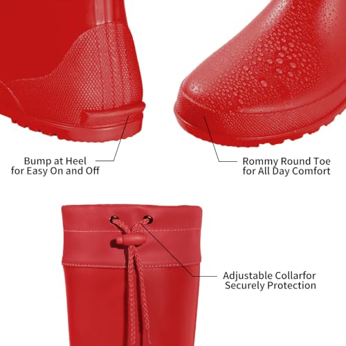 Women's Packable Tall Rain Boots Ultra Lightweight Garden Boots (7 / Red)