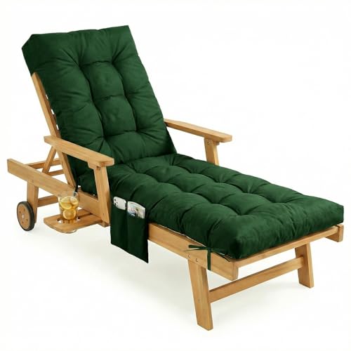 Outdoor Chaise Lounge Chair Cushion (Dark Green / 72x22.4x4.7)