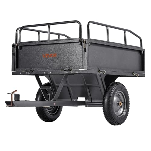 10 Cu.Ft. & 500lbs ATV Trailer Dump Cart Tow Behind (Black)