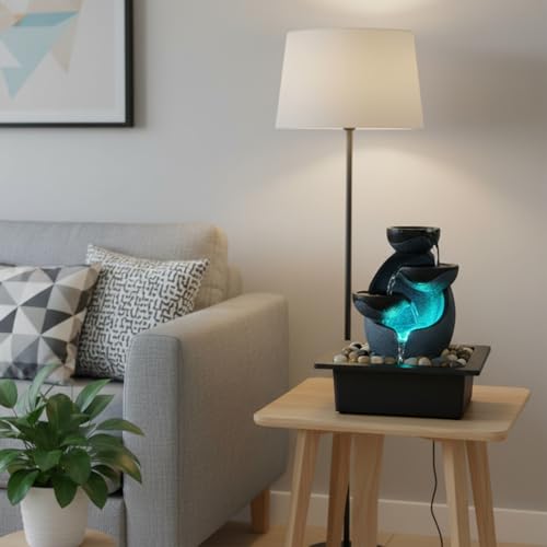 Tabletop Water Fountain with LED Lights (A)
