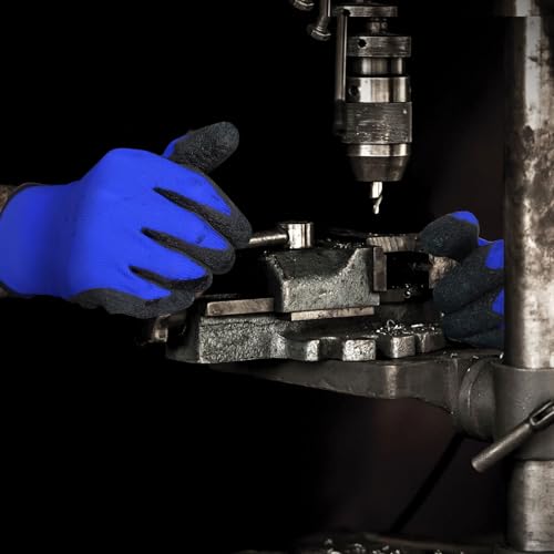Crinkle Latex Rubber Hand Coated Safety Work Gloves for Men Women General Multi Use Construction Warehouse Gardening Assembly Landscaping (Large / Blue-120 Pairs)