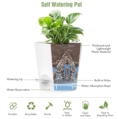 4 inch Self Watering Pots for Indoor Outdoor Plants (6 Count)