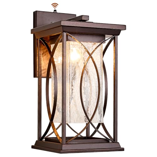 18" Oil Rubbed Bronze Large Outdoor Wall Lantern Dusk to Dawn Coach Light Modern Extra Large Deep Brown Exterior Sconce Waterproof Metal with Crack (Oil Rubbed Bronze-XL)
