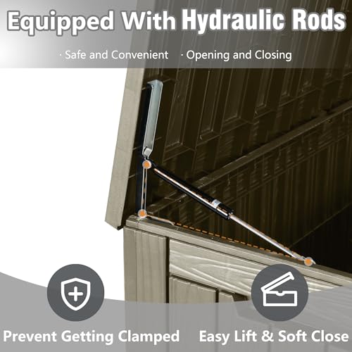 100 Gallon Outdoor Storage Box Waterproof Deck Box for Patio (Grey / 100 Gallon)