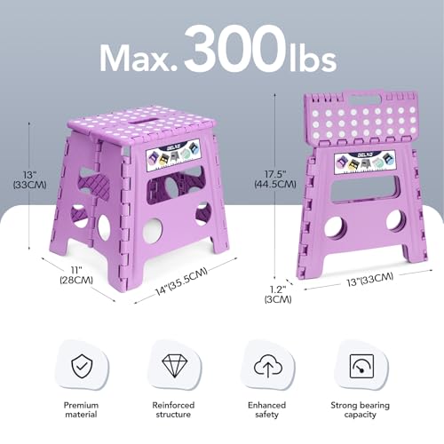 Folding Step Stool 13 Inch (Light Purple / 13 Inch)