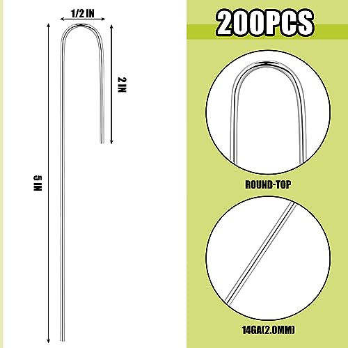 200 Pcs 1 2" Irrigation Drip Tubing Stakes 5 in J (Hold up to 1/2" Drip Tubing)