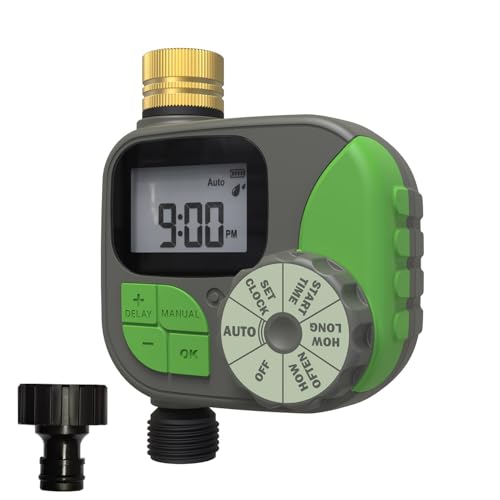 Water Timer for Automatic Watering System Easy to Program Three Modes Automatic Sprinkler Rain Delayed Watering Manual Watering Outdoor Use (TIMER3)