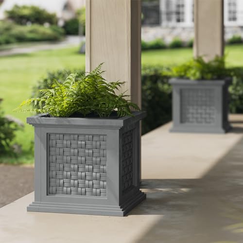 Rattan Style Outdoor Planter Box (Gray)