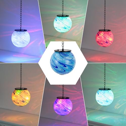 Solar Hanging Lanterns Outdoor Waterproof (Blue Swirl)