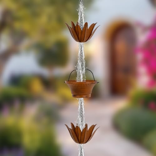 Lotus Rain Chains for Outside (Brass Lotus)