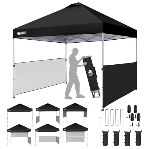 10x10 Pop up Canopy Tent with 2 Half Sidewalls (Black)