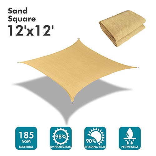 12'x12' Sun Shade Sail Sand Curved Square (Sand / 1 2' X 1 2')