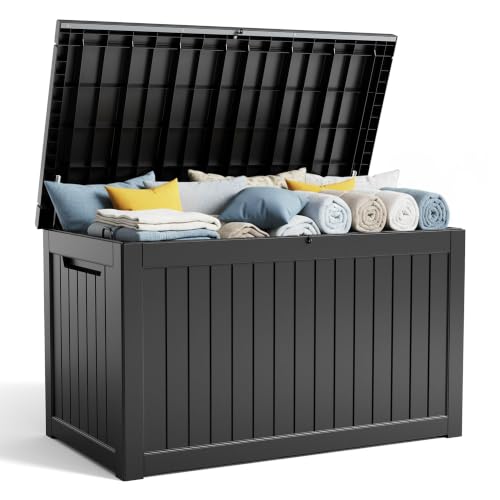 Deck Box 280 Gallon Large Outdoor Storage Box (Black / 280 Gallon)
