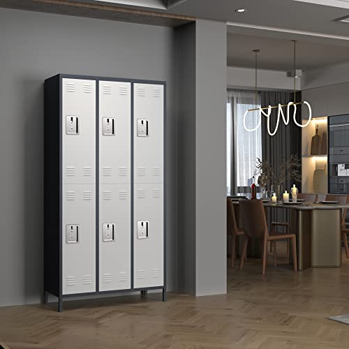 Metal Storage Locker for Employees (Grey White / 6 Door)