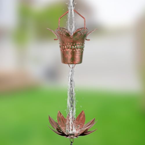 10ft Lotus Rain Chains for Outside Gutters (Greenish-Yellow)