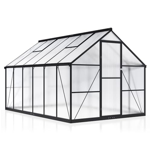 8x12 FT Walk in Polycarbonate Greenhouse for Outdoors (8x12 FT)