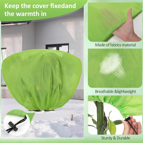 18 Pcs Winter Plant Covers Freeze Protection 39.4x23.6 Inch Horizontal Shrub Tree Plant Protection Bags Frost Blanket with Drawstring for Fall Winter Outdoor Garden Planting (Green)