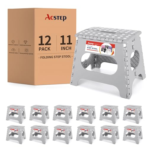 12 Pack 11 Inch Folding Step Stool (Gray / 11 Inch( Pack of 12))