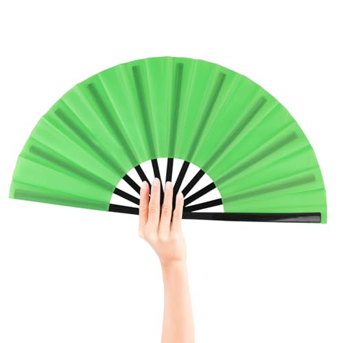 2 Pack Large Folding Hand Fan for Men (2 Green)