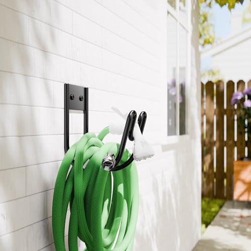 Black Metal Garden Hose Holder (2 Pack / Black)