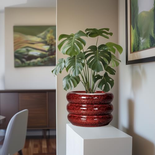 10 Inch Plant Pots (10 Inch / Leopard Print Red)