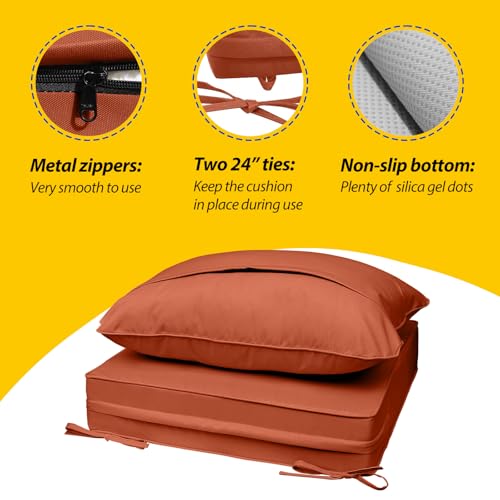 Outdoor Chair Cushions (Rust / 20"x18"x3" / 20"x17")