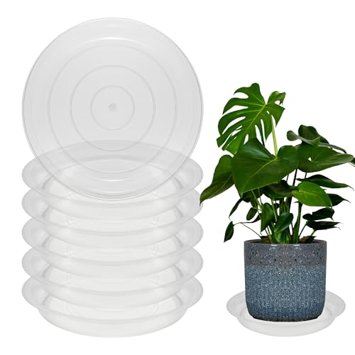 6 Pack 10 Inch Round Plant Saucers for Less 8.4 Inch Pot Indoors Outdoors Plant Trays for Pots Planter Saucer Plastic Plant Drip Tray Planter Water Tray for Potted Plants (6 Count)