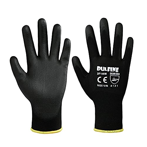 Safety Work Gloves for Men 12 Pairs (Black / X-Small)