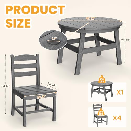Patio Dining Table Set (Grey / 4-Seat(5PCS)42.52"Table)