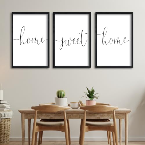 Home Sweet Home Sign Set of 3 Wall Art Decor 16"X24" Black (24"L x 16"W / Home Sweet Home（Black))