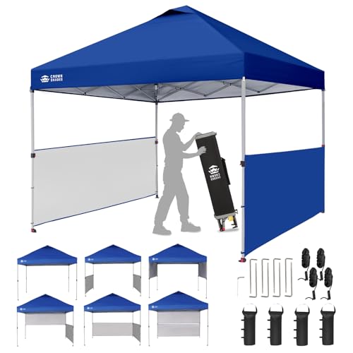 10x10 Pop up Canopy Tent with 2 Half Sidewalls (Navy Blue)