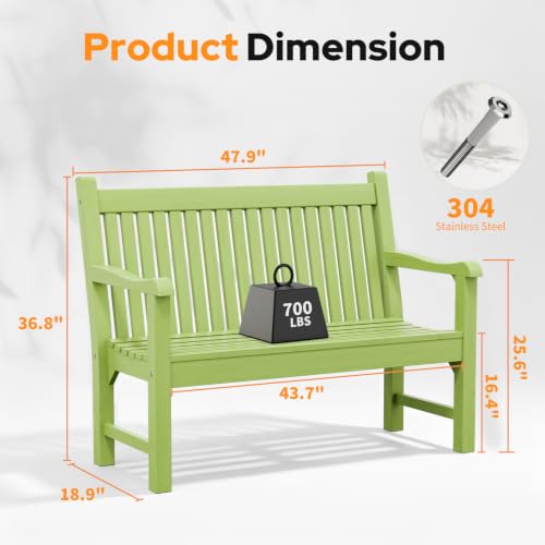 2 Person Outdoor Bench with 700 Lbs Weight Capacity (Dark Green)
