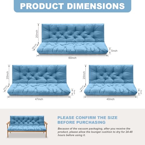 Porch Swing Cushions (Sky Blue / 47x 40 inches)