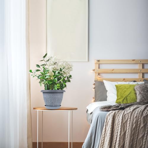 8 Inch Flower Pots Planters for Indoor Outdoor Plants (Blue / 8 inch-4 pack)
